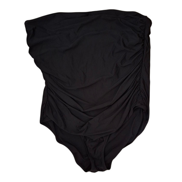 J. Crew Plus size Black strapless one piece gathered swimsuit size 20 - Picture 1 of 5